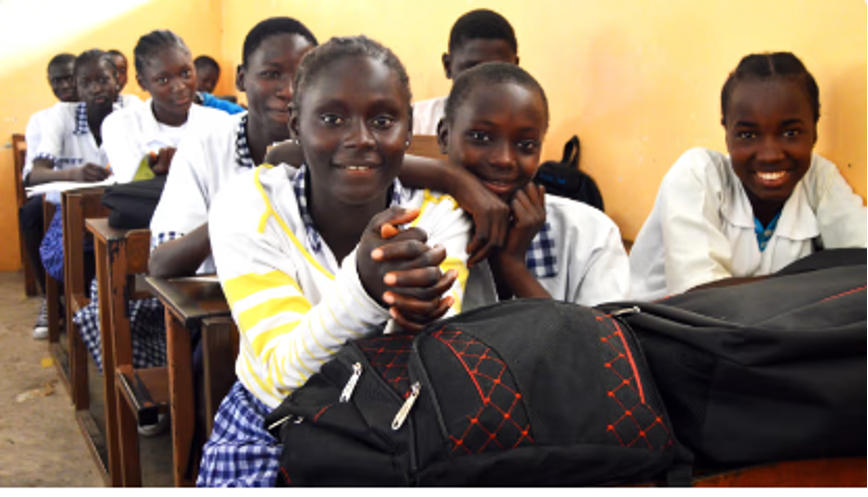 Students at St. Martin’s School in Kartong, The Gambia, taken from the announcement of the Aiducatius Internship by Educatius in 2023.